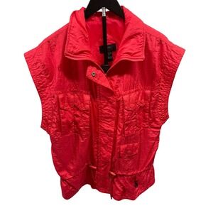 Vintage 80'S Lavon‎ Sport Women's Medium Neon Pink Retro Nylon Ski Vest Jacket